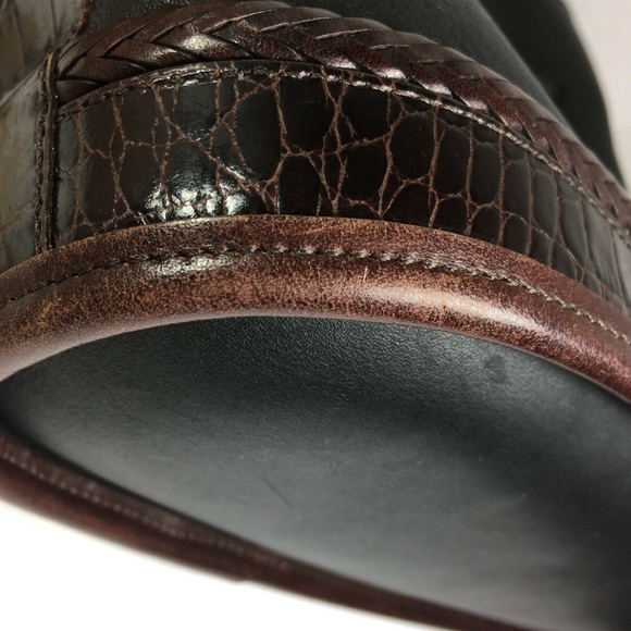 Bucket Bag Vtg Black Leather Brown Reptile Print - Picture 8 of 8